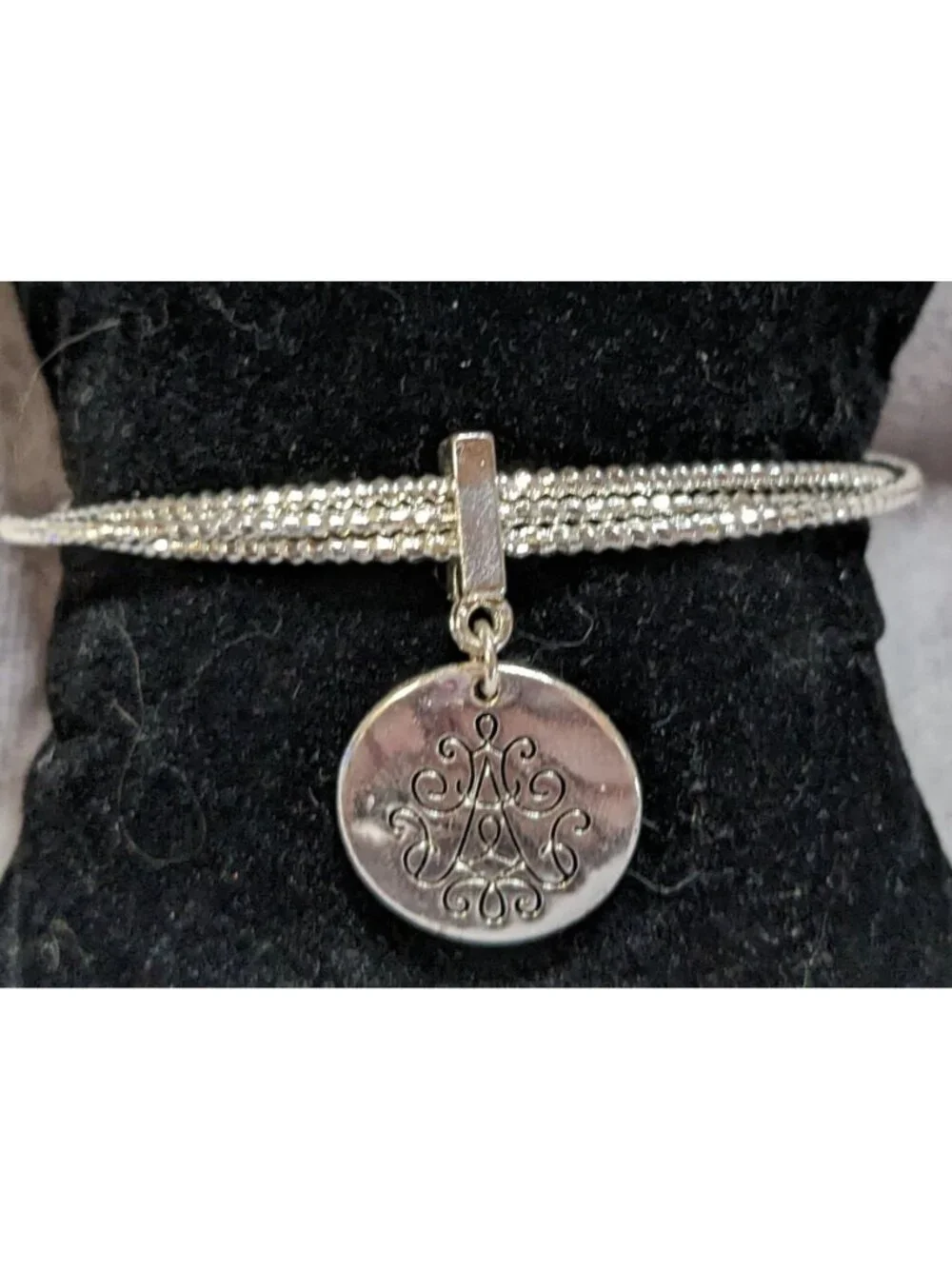 Boho Vintage Avon Lita Scroll Cuff Bracelet Silver Tone Multi Strand Charm Brace